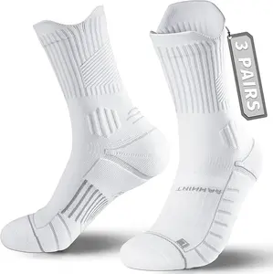 NEXTMAN Compression Running Socks 3 Pairs, Cushion Crew Socks, Anti-Blister Moisture Wicking Athletic Hiking Basketball Socks