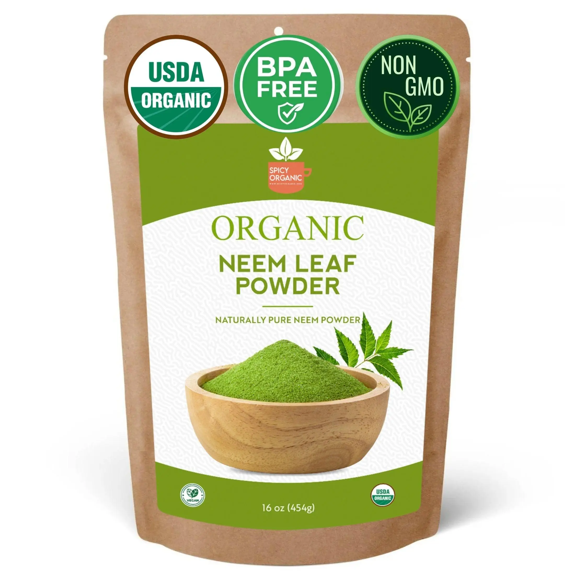 Organic Neem Powder – USDA Certified Neem Leaf Powder for Herbal Tea & DIY Skincare x 16 OZ