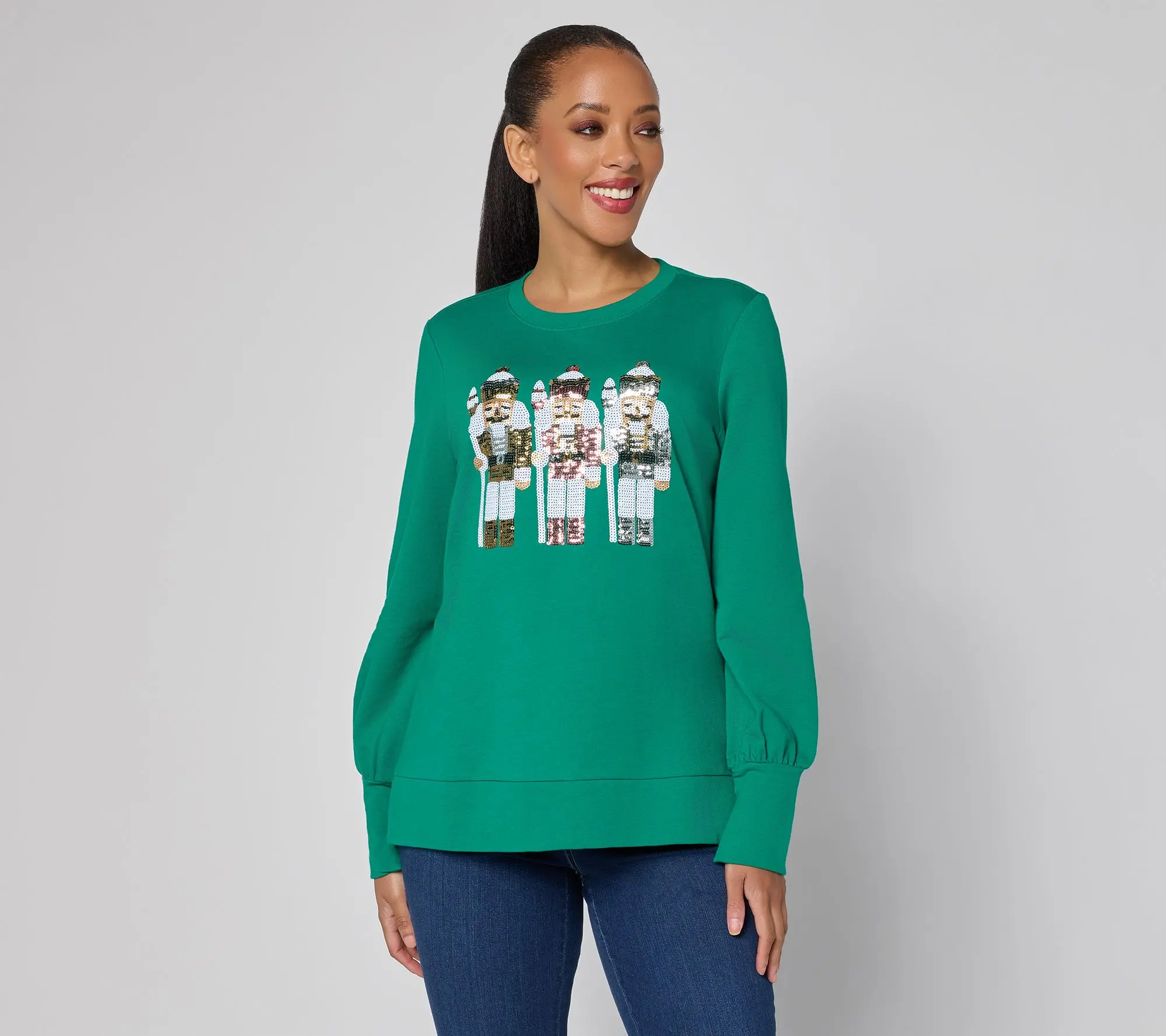 Jingle Belles by Kim Gravel Sequin Nutcracker Knit Top Jingle Belles by Kim Gravel Sequin Nutcracker Knit Top