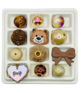 Teal & Mocha Bead Mix – 16mm -20mm Acrylic Beads with Cowboy Hats, Bears, Basketballs & More