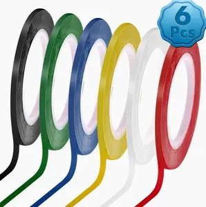 cridoz 6 Rolls 1/8 Whiteboard Tape Thin White Board Tape Lines Pinstripe Dry Erase Art Tape Graphic Chart Grid Electrical Tape, 108 Feet Per Roll