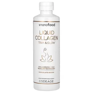 Codeage Nanofood, Liquid Collagen, Trim & Glow, Chocolate Mocha, 15.22 fl oz (450 ml)