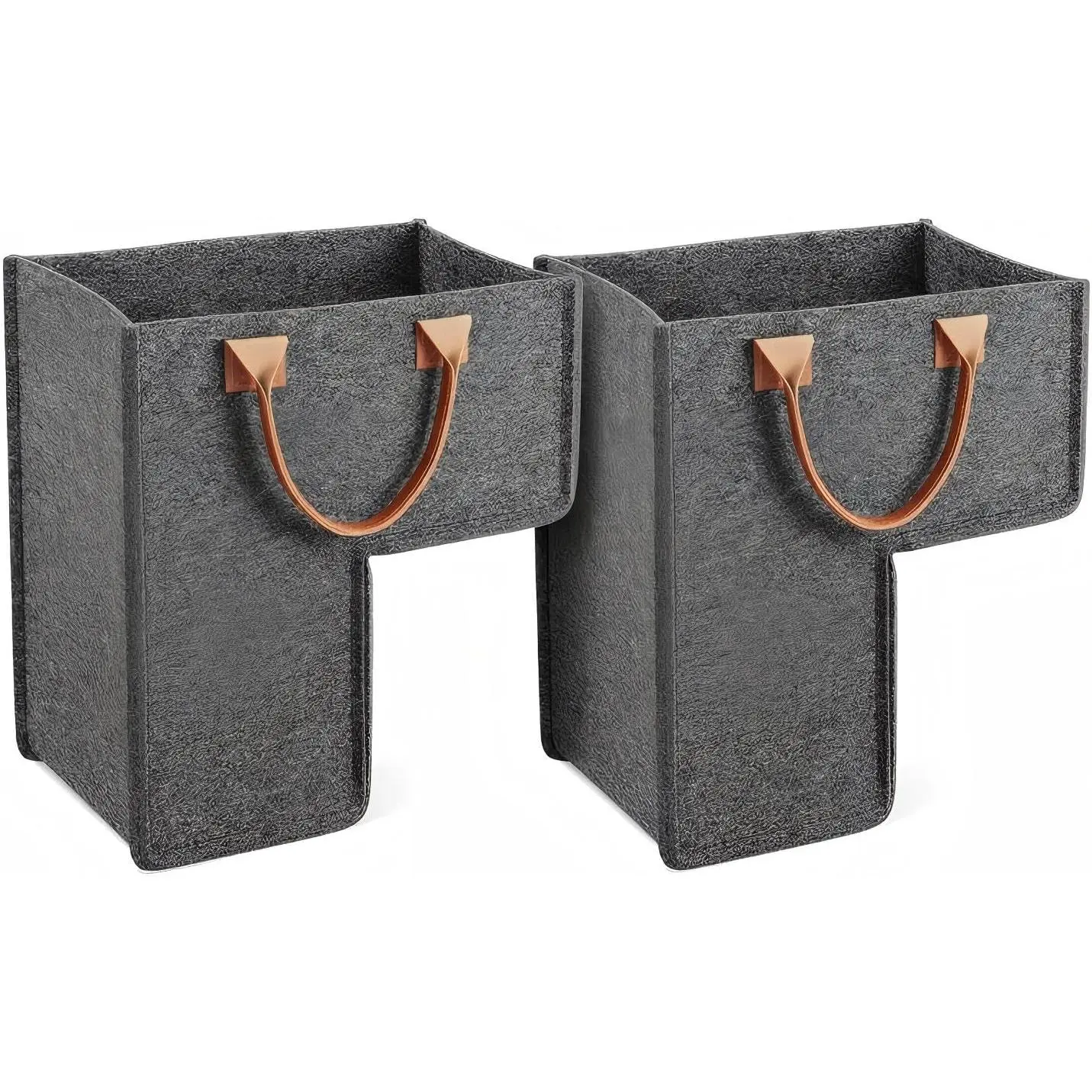 Basket 2-Pack with Handles, Collapsible & Anti-Slip Staircase Organizer for Carpeted & Wooden Stairs – Perfect for Clothes, Books, Toys,, and Magazines (16" Step)