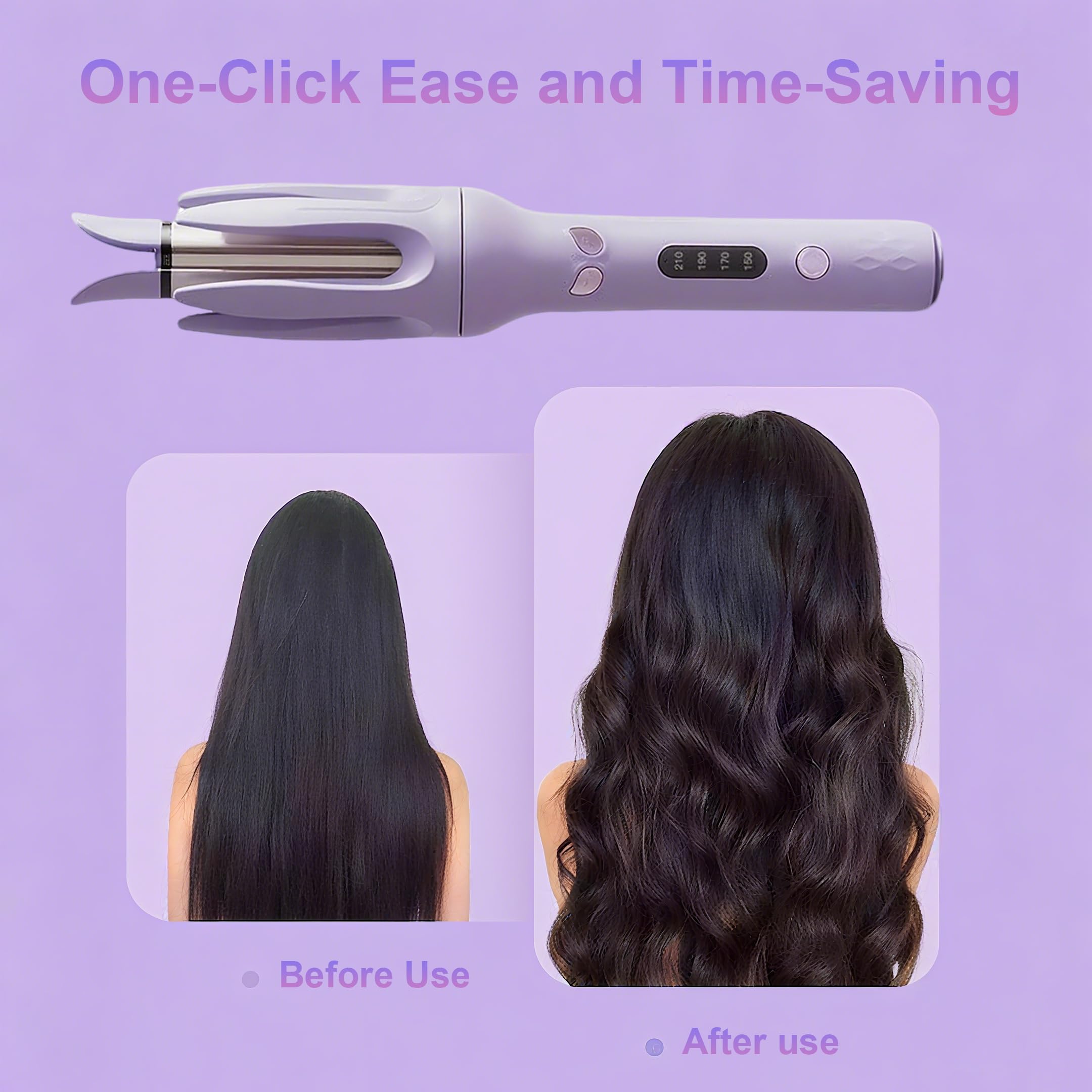 Ceramic Automatic Curler，Hair Curler Automatic Rotating Wand,Anti-Scald,Automatic Curling Iron with 4 Temperature，Automatic Shut-Off, Anti-Tangle Rotating Curling Wand for Hair Styling