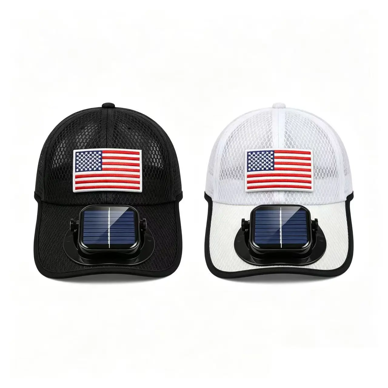 Unisex Solar-Powered Fan Beach Hat for Adults, 1 Size Fits All, Detachable Patriots Flag Patches, USB-Portable Cooling Cap, Adjustable Strap, Lightweight Breathable Outdoor Hat for Camping, Golf
