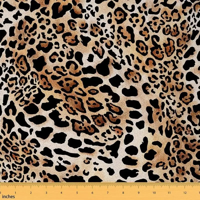 Leopard Print Upholstery Fabric by The Yard,1 Yard,Safari Cheetah Print Fabric for Upholstery and Home DIY Project,Brown Wild Animal Waterproof Fabric, Digital Printed Fabric, Leopard Pattern