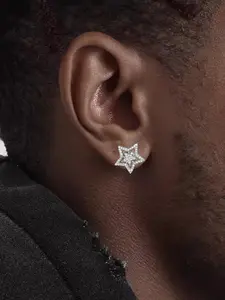 Star Design Zircon Inlaid Stud Earrings, Fashionable Jewelry for Women & Men, Trendy All-match & Exquisite Jewelry for Birthday Gift, Studs Earrings