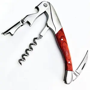 Professional Waiter Corkscrew for Bartenders, Wine Opener with Premium Rosewood Handle, Double Hinged Bottle Opener with Serrated Foil Cutter for Sommelier