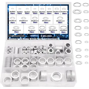 580PCS Oil Crush Washer,18 Sizes Oil Drain Plug Gaskets Assortment Kit,Automotive Aluminum Drain Plug Washer M6 M8 M10 M12 M14 M16 M18 M20 M22 M24