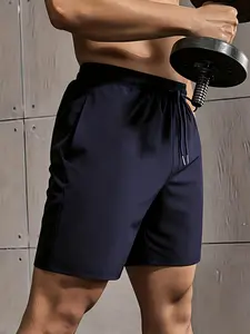 Men's Sporty Shorts, Quick-Dry Elastic Waistband with Drawstring & Side Pockets, Durable Polyester Fabric, Ideal for Gym, Outdoor, Casual Wear