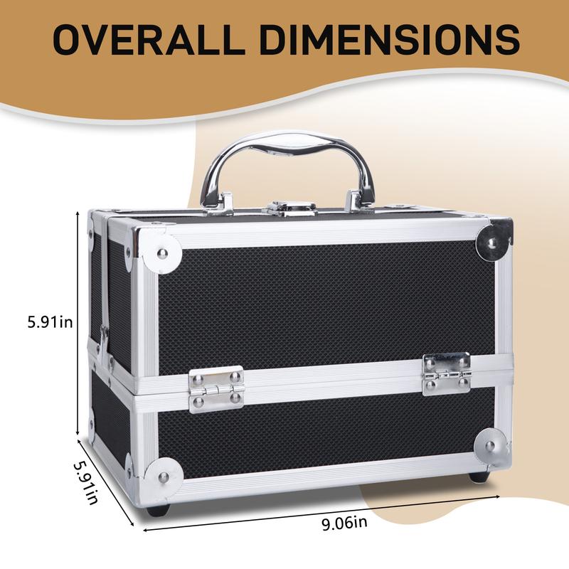 Aluminum Makeup Train Case Jewelry Box with Mirror Pink Lockable Handle Accordion Style Fold Out Compartments Compact Design Travel Essentials