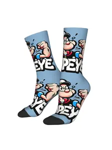 Funny Muscle Flex Sailor Socks, Strong Arm Gym Motivation Gift, Retro Cartoon Hosiery
