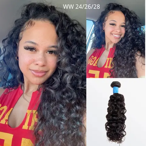 [Ashine] 20 22 24 Inch 10A Brazilian Water Wave Human Hair 3 Bundles 100%  Virgin Human Hair Weave Bundles Hair Extensions Natural Color