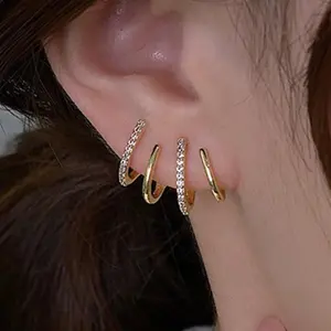 FREEKISS Claw Zircon Silver Earrings for Women, 14K Gold Plated/Sterling Silver Claw Earrings Cuff Hypoallergenic Ear Wrap Trendy Cubic Zirconia Warp Cuff Earrings For Valentine's Day gifts summerwins summerwins