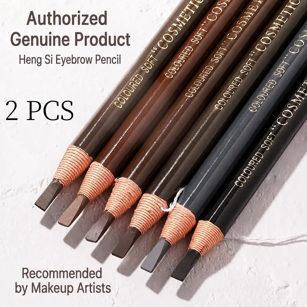 2 Pcs Waterproof Eye-Brow Pencil Set, Cosmetic Pull Cord Peel-off Eyebrow Pencil Kit, Eye Pencil for All Skin Types, Long Lasting Sweat-Proof Eye Makeup, Eyebrow Products