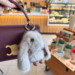 Rabbit Pendant With Big Ears, Plush Rabbit Bag Pendant, Simple And Versatile Accessory Keychain Fashion Bag Charm Pendant For Women Bag Accessory Purse Charm Decoration Gift