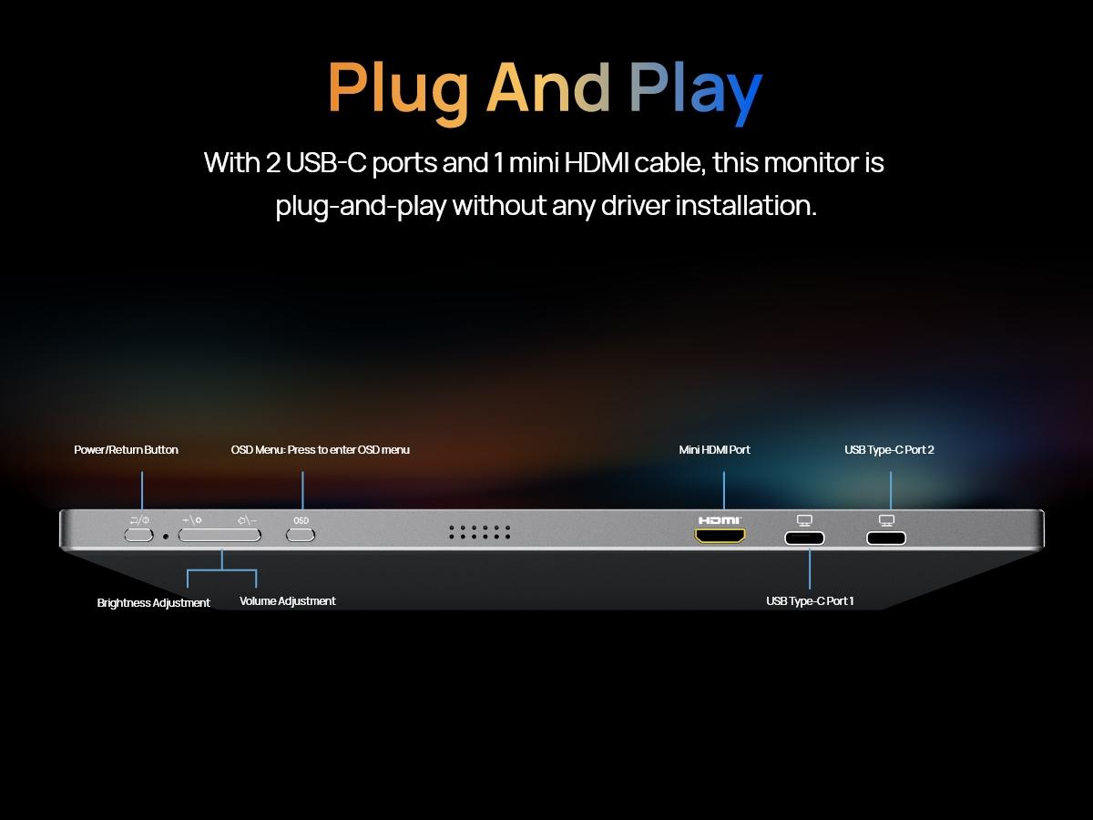 ARZOPA 16.1" Portable Monitor 100%sRGB FHD 1080P Portable Laptop Monitor Display IPS Eye Care Screen for High-end Office & Entertainment ARZOPA 16.1" Portable Monitor 100%sRGB FHD 1080P Portable Laptop Monitor Display IPS Eye Care Screen for High-end Office & Entertainment