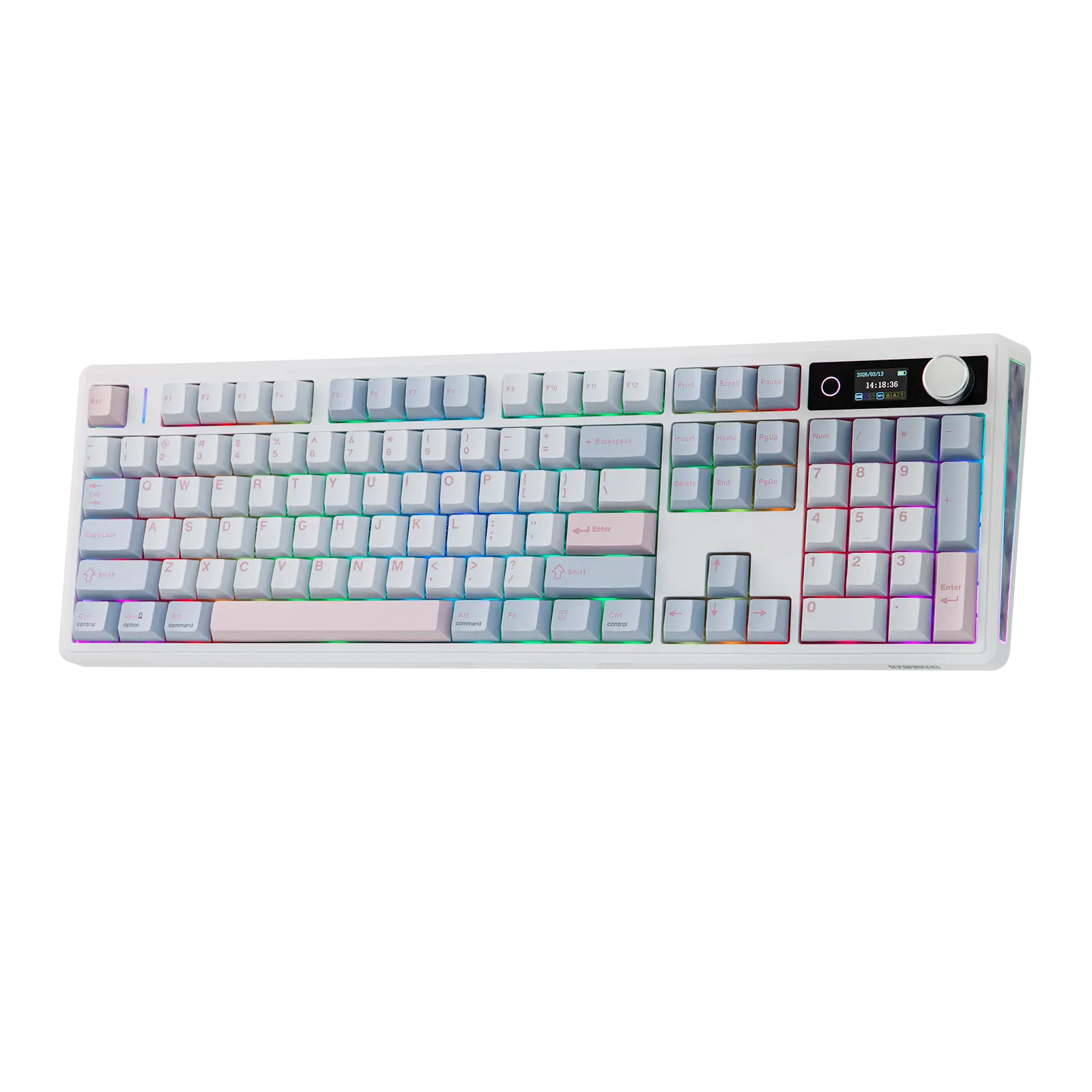EPOMAKER TH108 V2 PRO Full Size Creamy Mechanical Gaming Keyboard - Hot Swappable, 10000mAh Rechargeable, RGB Backlight, BT/2.4Ghz Wireless, Mac Modifier PBT Keycaps, 5-Padding Gasket, Screen & Knob, Switch Puller, Kickstand, for Gaming/Work, Mac/PC Use,