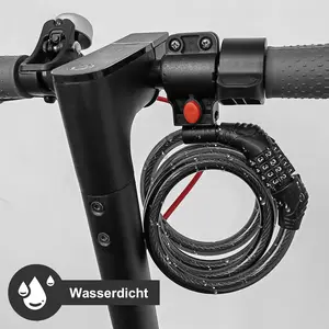 JIUNENG E Scooter Lock,Bike Lock Combination Lock Cable Compatible for Xiaomi M365/Max/GXL/Ninebot/Segway Scooter/Moto/Bicycle Lock 4ft Long/0.472In Scooter Anti-Theft Ideal Lock 4-Digit/12 Metal Cables Lock Fathersdaygift