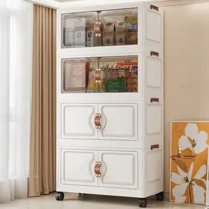 Plastic Storage Cabinet for Living Room Kitchen Home Organizer, Multi-Layer Clothes & Snacks Holder, Easy Moveable No Installation Required, Drawers