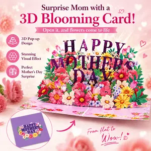 3D Mothers Day Card, Happy Mothers Day Pop Up Card 3D Design for Mom Wife Grandmother Intricate Laser Cut Details Premium Cardstock with Envelope And Message Note, Recycled and Eco-Friendly