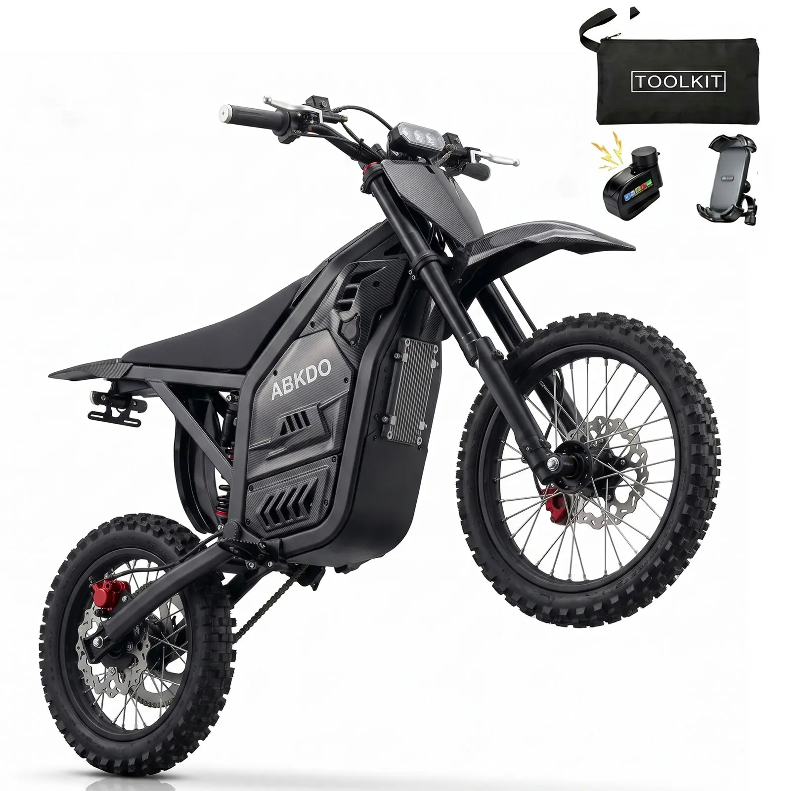 ABK-07 Durable High-Performance Electric Bicycle — 4000W peak power, 48V 23Ah battery, 40-mile range, top speed up to 45 mph, 14-inch/12-inch spoked wheels, suitable for off-road riding, LED lights, for teenagers, teens, and adults, off-road cycling