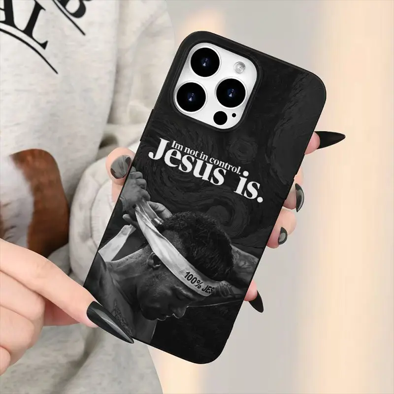 Liquid Large Hole Jesus Faith Pattern Protective Shockproof Phone Case Cover for iPhone 15 15 Plus 15 Pro 15 Pro Max 11-16 Promax Gift for Family/girlfriend