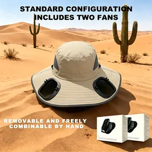 2026 Dual Fan Cooling Sun Hat, UPF 50+ UV Protection Wide Brim Hat, USB Rechargeable Waterproof Breathable Solar Fan Hat for Fishing, Camping, Gardening, Hiking, Golf, Beach, Outdoor Work & Summer Cooling