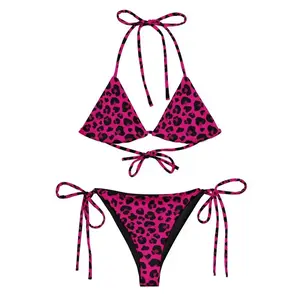 Pink Cheetah Print String Bikini Scene Emo Y2K