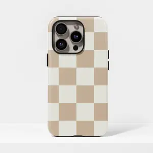 Tan and Light Tan Plaid iPhone Case Compatible with iPhone 17, 16, 15, 14, 13, 12, 11, Pro Max,  Galaxy S23, S22, S21, S20 Ultra