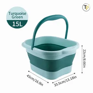 Collapsible Foot Bath Basin Foot Soak Tub, 15L/4 Gallons Large Foot Soaking Tub with Massage/ Turquoise Green, Body Care