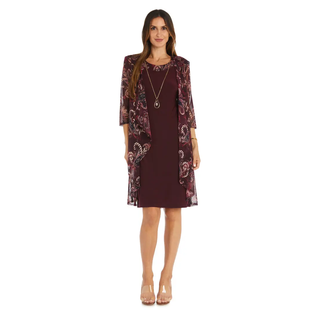 R&M Richards 1557 Short Mother of the Bride Printed Jacket Dress