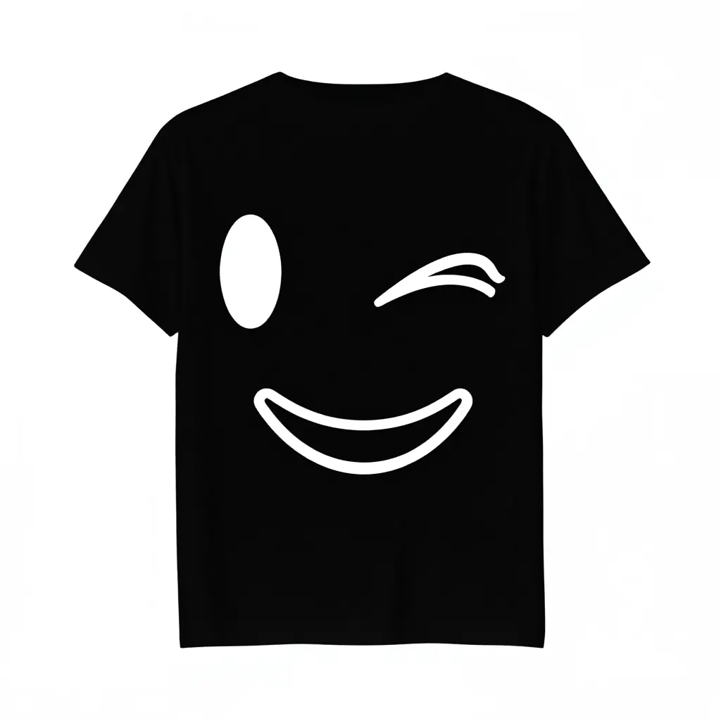 Viral Winking Smiley Face Crew Neck T-Shirt, Y2K Aesthetic Black Cotton Graphic Tee, Unisex Casual Streetwear Top