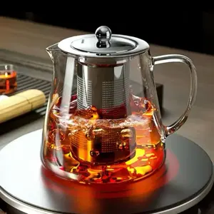 Heat-Resistant Borosilicate Glass Teapot, Clear Tea Kettle