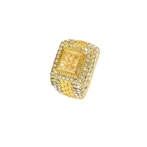 Men's Luxury Artificial Zircon Ring - 1pc New Style Autumn & Winter Ring With Shiny Inlay, Men's Daily Wear & Accessory, Holiday Gift For Male Friends