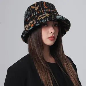 1pc Women's Fleece-Lined Plush Bucket Hat with Colorful Tie-Dye Pattern, Adjustable Drawstring, Lightweight Warm Winter Hat for Outdoor Shopping & Daily Use, Unisex Design for Men & Women, Casual Streetwear, Fashionforward Accessory, Soft Texture