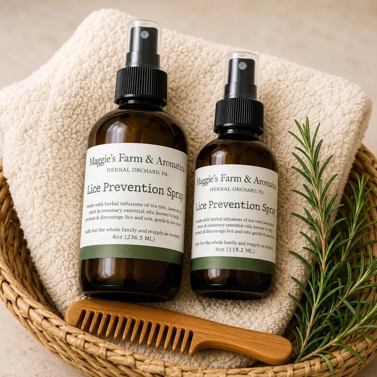 Lavender Rosemary Tea Tree Essential Oil Hair Spray, Daily Haircare Scalp & Hair Care Mist