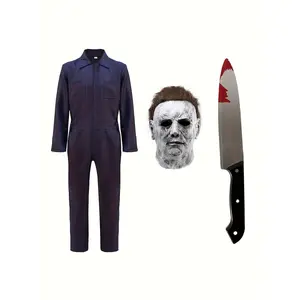 Halloween Moonlight Panic Role Play Costume Mask Set Michael Myers Jumpsuit Workwear Prom Party Performance Props Clothing