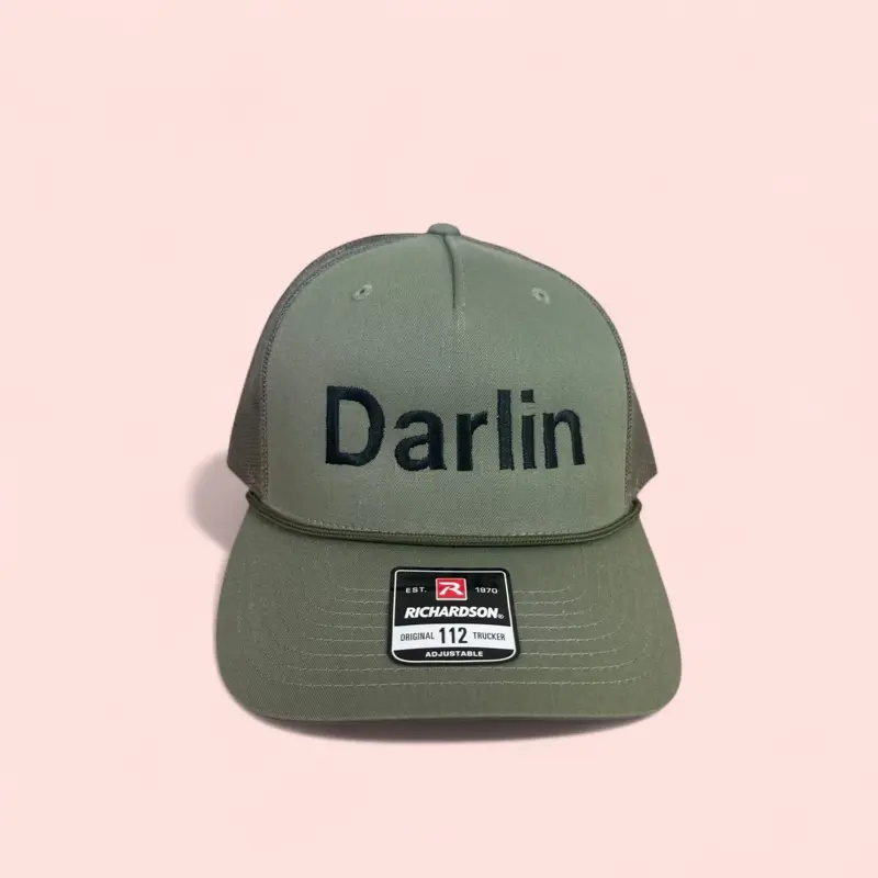 Darlin Embroidered Richardson 112 Rope Hat – Olive Green Trucker Cap