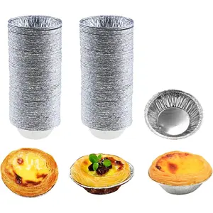 100 Pcs Aluminum Foil Mini Pans Great for Baking Tarts Quiche Pudding etc