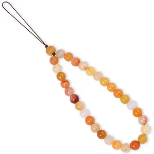 Handmade Natural Gemstone Beaded Charm Cell Phone Camera Lanyard Wrist Strap Phone Chain String Keychain Decor for Wallet