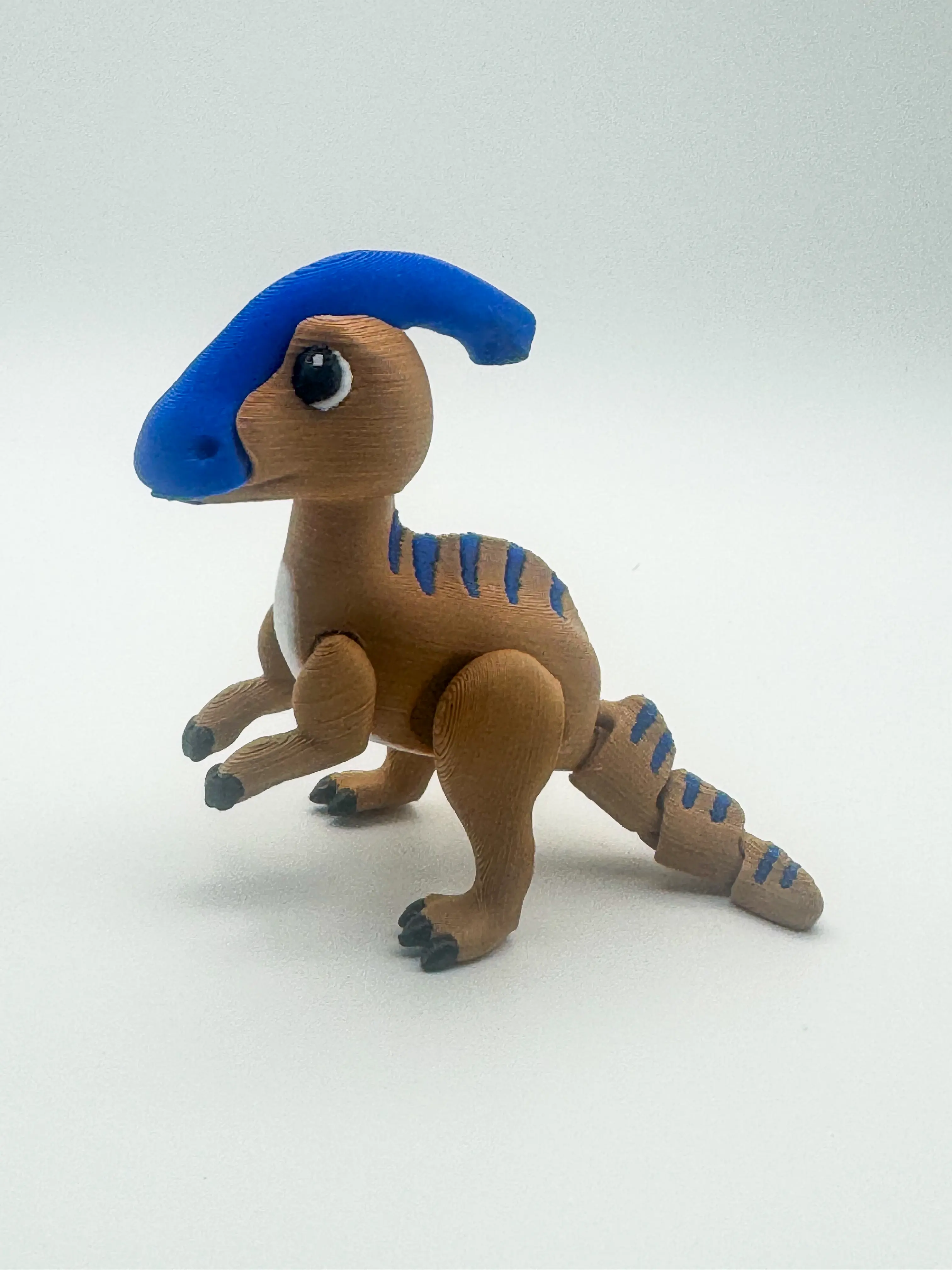 3D Printed Articulated Parasaur, Poseable Desk Fidget, Dinosaur Collectible Display Figure, Ages 14+