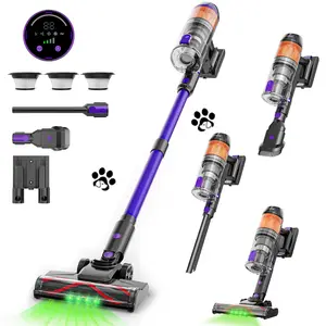 Cordless Vacuum Cleaner,500W 40KPa 60Mins Vacuum Cleaners for Home,Powerful Stick Vacuum With Green Light,Anti-tangle Wireless Vacumm, Rechargeable Vacuum for Pet Hair/Carpet/Hardwood Floor,Purple