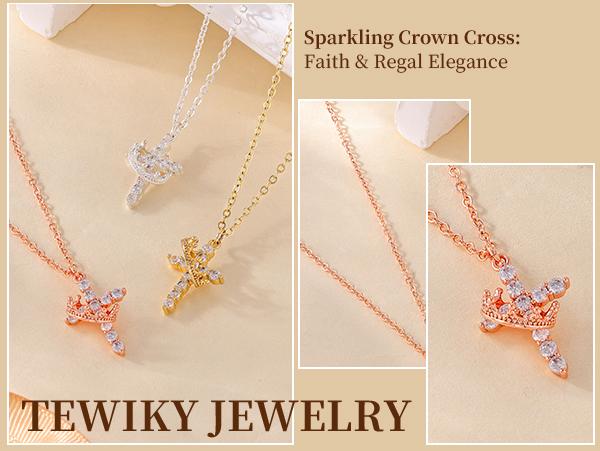 Tewiky Easter Gifts Upgraded Crown Cross Necklace for Women, Crown Cross Pendant Necklace, Non-Tarnish Faith Jewelry for Women, Christian Religious Gifts for Her summerwins Tewiky Easter Gifts Upgraded Crown Cross Necklace for Women, Crown Cross Pendant Necklace, Non-Tarnish Faith Jewelry for Women, Christian Religious Gifts for Her summerwins