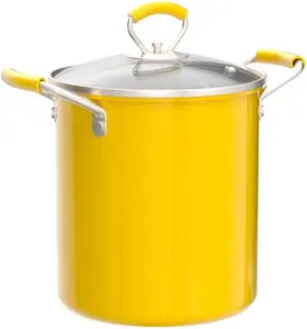 Small Deep Fryer Pot, 3.2QT Steel Grease Container for Kitchen with Basket and Lid, Japanese Tempura Deep Fryer Pot for Kitchen Fat Storage, Frying Fries Chicken (Yellow)