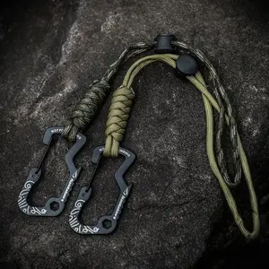 Multi-Functional Keychain Hanger with Wristband Water Bottle Hook, Durable Woven Rope Clip for Camping Hiking Cycling, Portable Accessory for Backpacks & Umbrellas