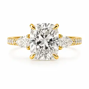 The Romance — Elongated Cushion Ring with Pear Side Stones