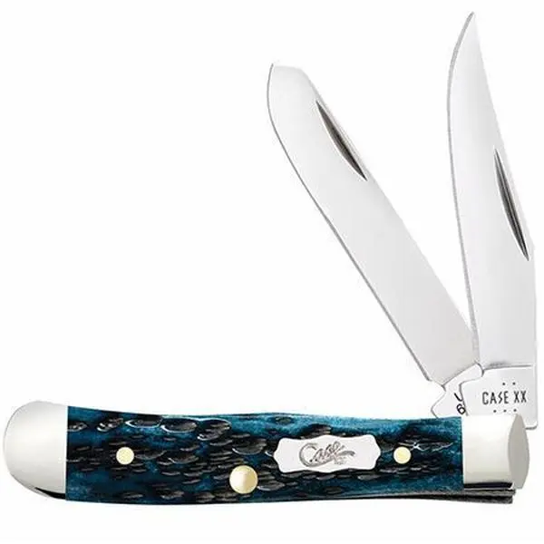 Case 51862 Pocket Worn Mediterranean Blue Bone Peach Seed Jig Tiny Trapper