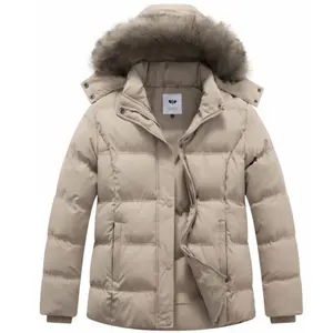 Women's  Plus Size Hooded Warm Winter Coat Quilted Thicken Puffer Jacket with Removable Fur Hood