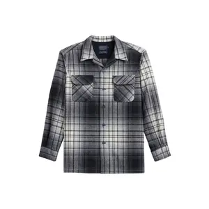 Pendleton Men's Tall Plaid Board Shirt, Black-White Ombre Wool Fabric Top, Menswear Essential